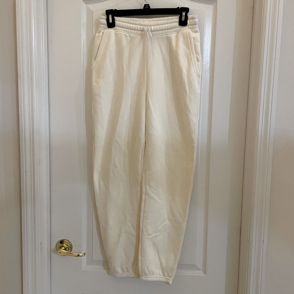 Cream Cinched-Hem Jogger Sweatpants